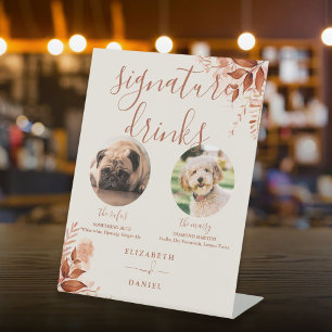 Rustic Fall Wedding Pet Dog Signature Drinks Pedestal Sign