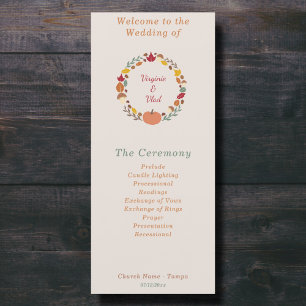 Rustic & Fall Wedding Program Menu