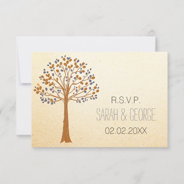 Rustic Fall Wedding rsvp standard 3.5 x 5 Card (Front)