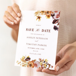 Rustic Fall Wedding Save The Dates Invitation