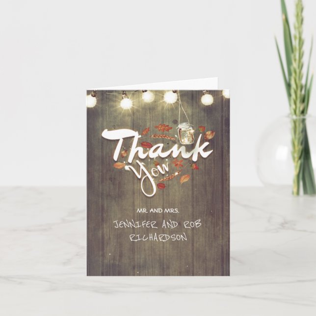 Rustic Fall Wedding Thank You Card (Front)
