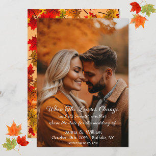 Rustic Fall Wedding with Autumn Leaves Save The Date