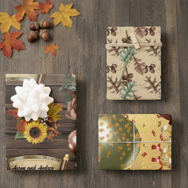Rustic Fall Wedding Wrapping Paper Sheet (Creator Uploaded)