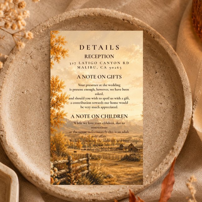 Rustic Fall Western Wedding Enclosure Card (Creator Uploaded)