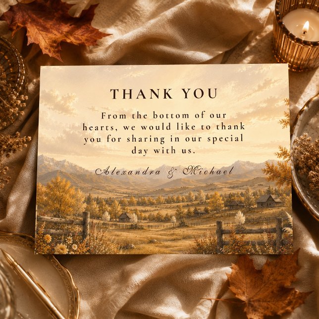 Rustic Fall Western Wedding Thank You Card (Creator Uploaded)
