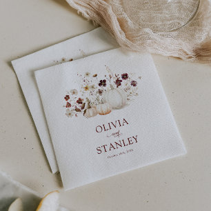 Rustic Fall Wildflower Pumpkin Wedding Napkin