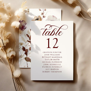 Rustic Fall Wildflower Seating Chart Table Number