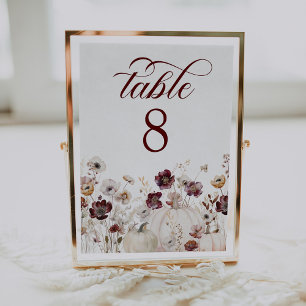 Rustic Fall Wildflower Wedding Table Number