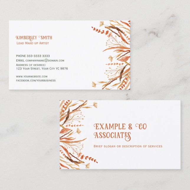 Rustic Fall Wildflowers  Business Card (Front/Back)