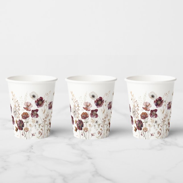 Rustic Fall Wildflowers Paper Cups (Multi)