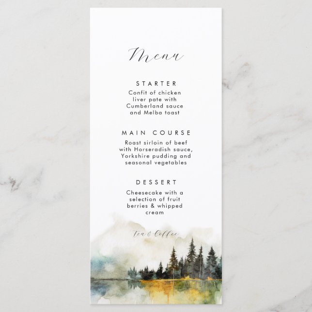Rustic fall winter forest mountain Flat Menu (Front)