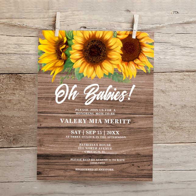 Rustic Fall Wooden Sunflower Oh Babies Shower (Creator Uploaded)