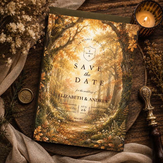 Rustic Fall Woodland Wedding Save The Date (Creator Uploaded)