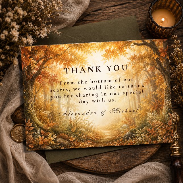 Rustic Fall Woodland Wedding Thank You Card (Creator Uploaded)