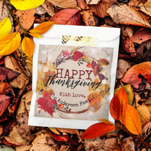 Rustic Fall Wreath Thanksgiving Guest Favour Bags