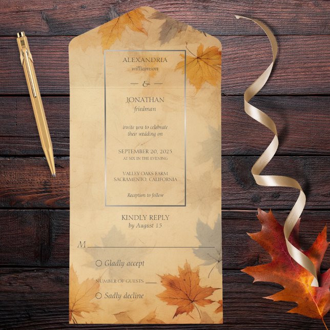 Rustic Falling Autumn Leaves  All In One Invitation (Creator Uploaded)