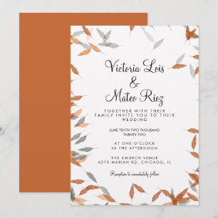 Rustic Falling Leaf Pampas Floating Wedding Invitation
