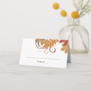 Rustic Falling Leaves Autumn Wedding Place Card