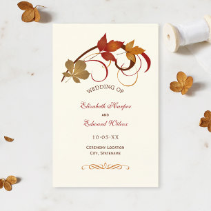Rustic Falling Leaves Fall Wedding Programs
