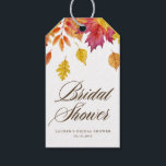 Rustic Falling Leaves Garland Autumn Bridal Shower Gift Tags<br><div class="desc">Send thanks to guests with this customisable bridal shower gift tag. It features a watercolour garland of leaves in autumnal shades. Personalise this fall thank you tag by adding your own event details. Personalise this rustic thank you tag by adding your own event details. These watercolour thank you gift tags...</div>
