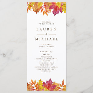 Rustic Falling Leaves Garland Autumn Wedding Programme
