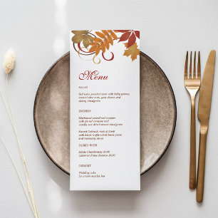 Rustic Falling Leaves Wedding Dinner Menu