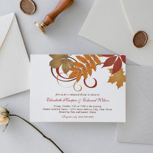 Rustic Falling Leaves Wedding Rehearsal Dinner Invitation