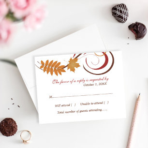 Rustic Falling Leaves Wedding RSVP Card