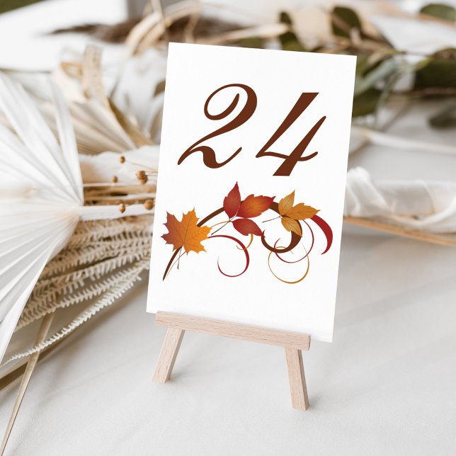Rustic Falling Leaves Wedding Table Number (Creator Uploaded)