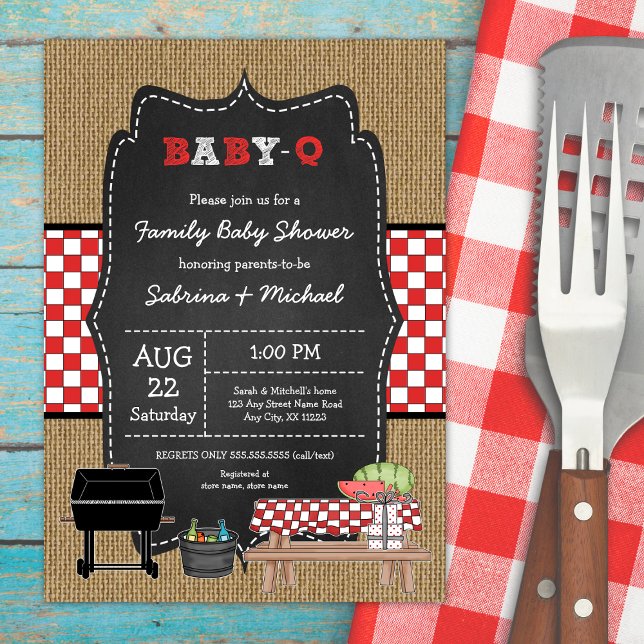 Rustic Family Baby Q Shower  Invitation (Creator Uploaded)