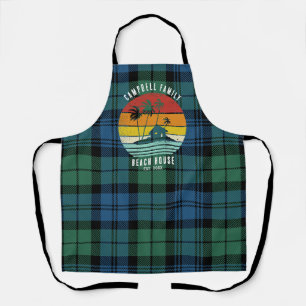Rustic Family Beach House Palm Trees Custom Tartan Apron