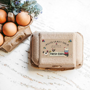 Rustic Family Farm Chicken Egg Carton Sticker