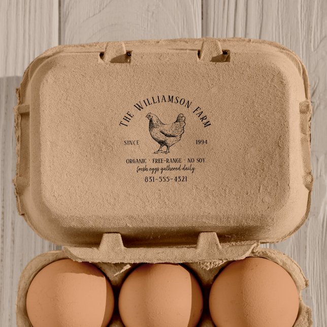 Rustic Family Farm Custom Egg Carton Self-inking Stamp (Creator Uploaded)