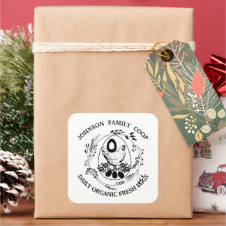 Rustic Family Farm Farmhouse Organic Fresh Eggs Square Sticker