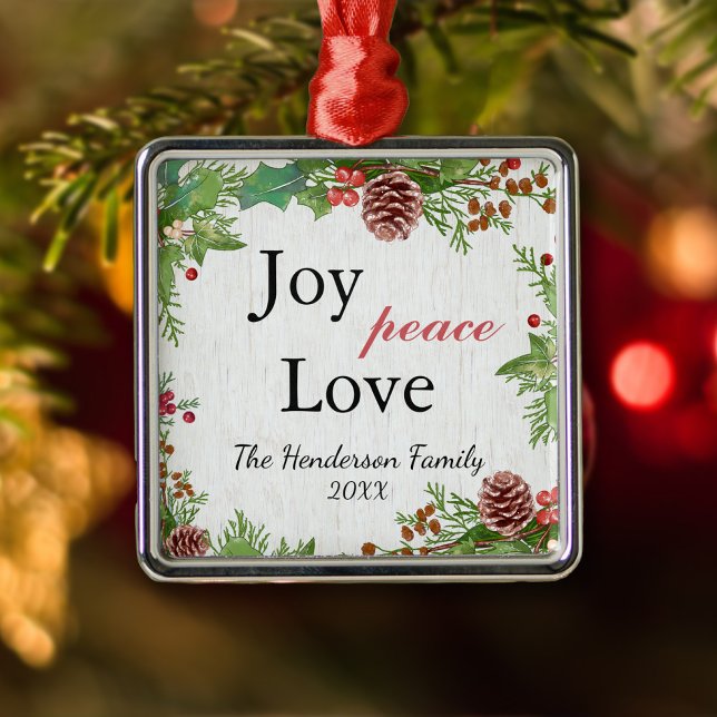 Rustic Family Joy Peace Love Christmas Metal Tree Decoration (Creator Uploaded)
