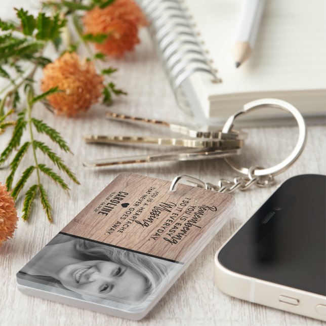 Rustic Family Memorial | Photo Keepsake Key Ring (Front Right)