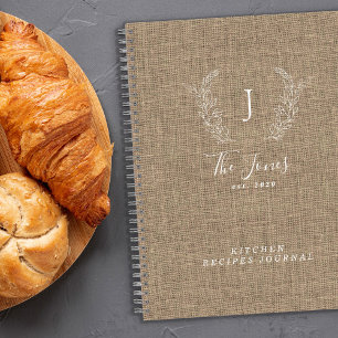 Rustic family monogram cookbook recipes notebook