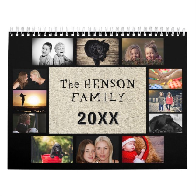 Rustic Family Monthly Photos Year 2026 Calendar (Cover)