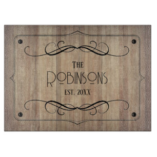 Rustic Family Name & Established Year Personalised Cutting Board