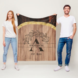 Rustic Family Name Fleece Blanket