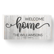 Rustic Family Name Welcome Home Personalised Wood