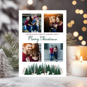 Rustic Family Photo Christmas Pine Tree  Holiday Card