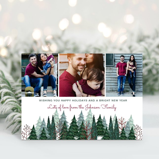 Rustic Family Photo Christmas Pine Tree  Holiday Card (Rustic Family Photo Christmas Pine Tree Holiday Card)