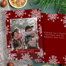 Rustic family photo Merry Christmas together red