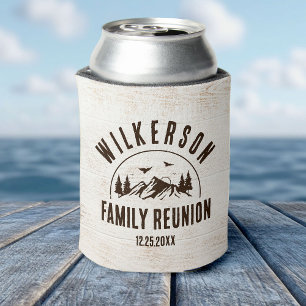 Rustic Family Reunion Cabin Woods Retro Can Cooler