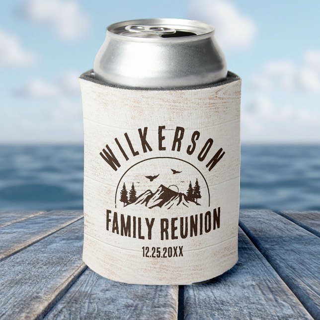 Rustic Family Reunion Cabin Woods Retro Can Cooler (Creator Uploaded)