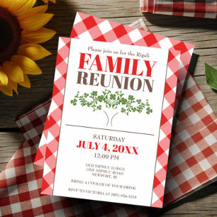 Rustic Family Reunion Invitation Gingham Picnic