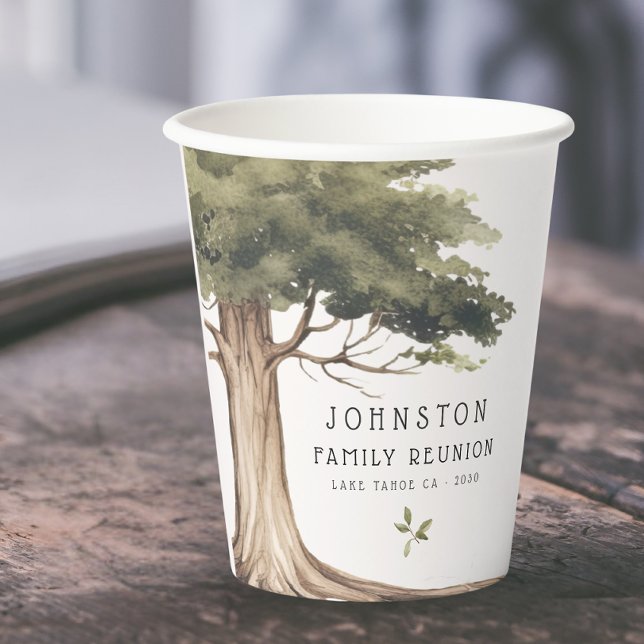 Rustic Family Reunion Picnic Vintage Tree Paper Cups (Creator Uploaded)