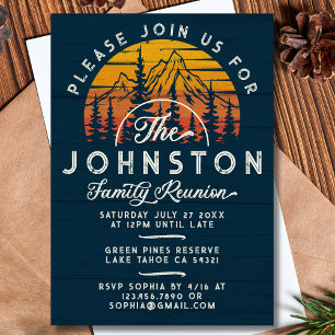 Rustic Family Reunion Vintage Retro Sunset Tree Invitation