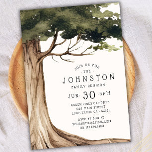 Rustic Family Reunion Watercolor Tree Invitation